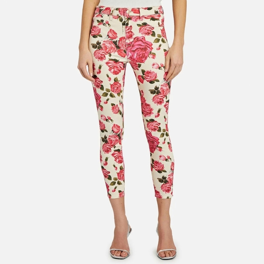 L'AGENCE Margot High Rise Skinny Floral Rose Print Jeans